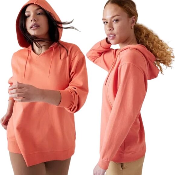 Athleta Tops - Athleta Sundown Hoodie Sweatshirt Pullover Women's Small Orange Coral Activewear